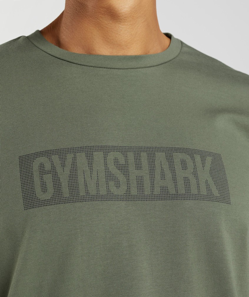 Olive Men's Gymshark Block Long Sleeve T-Shirts | USA-29068