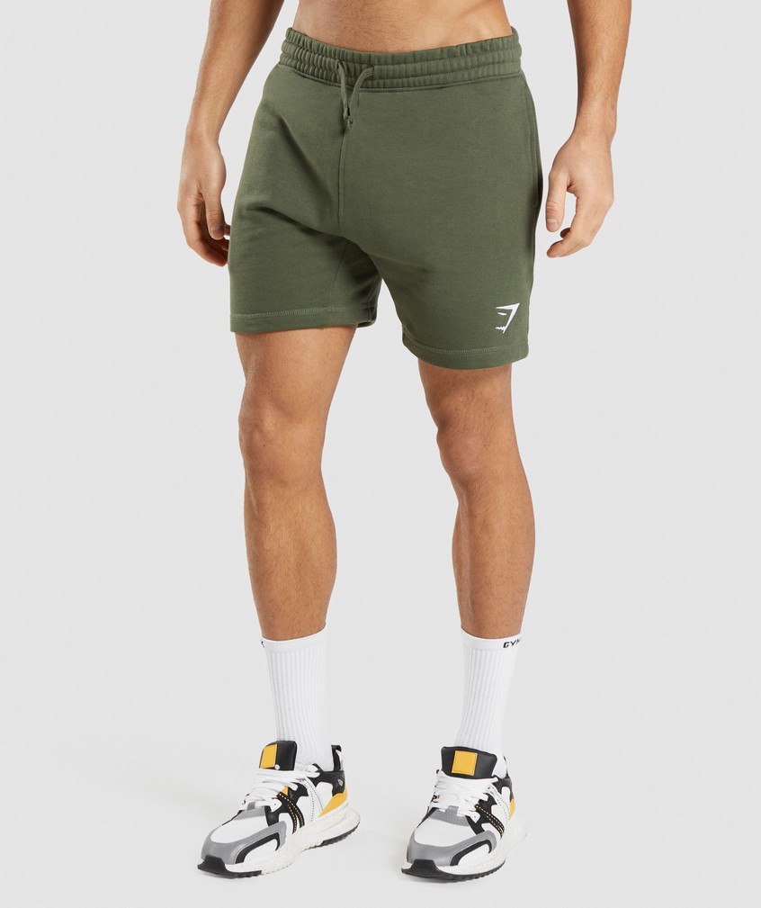 Olive Men\'s Gymshark Crest Shorts | USA-02987