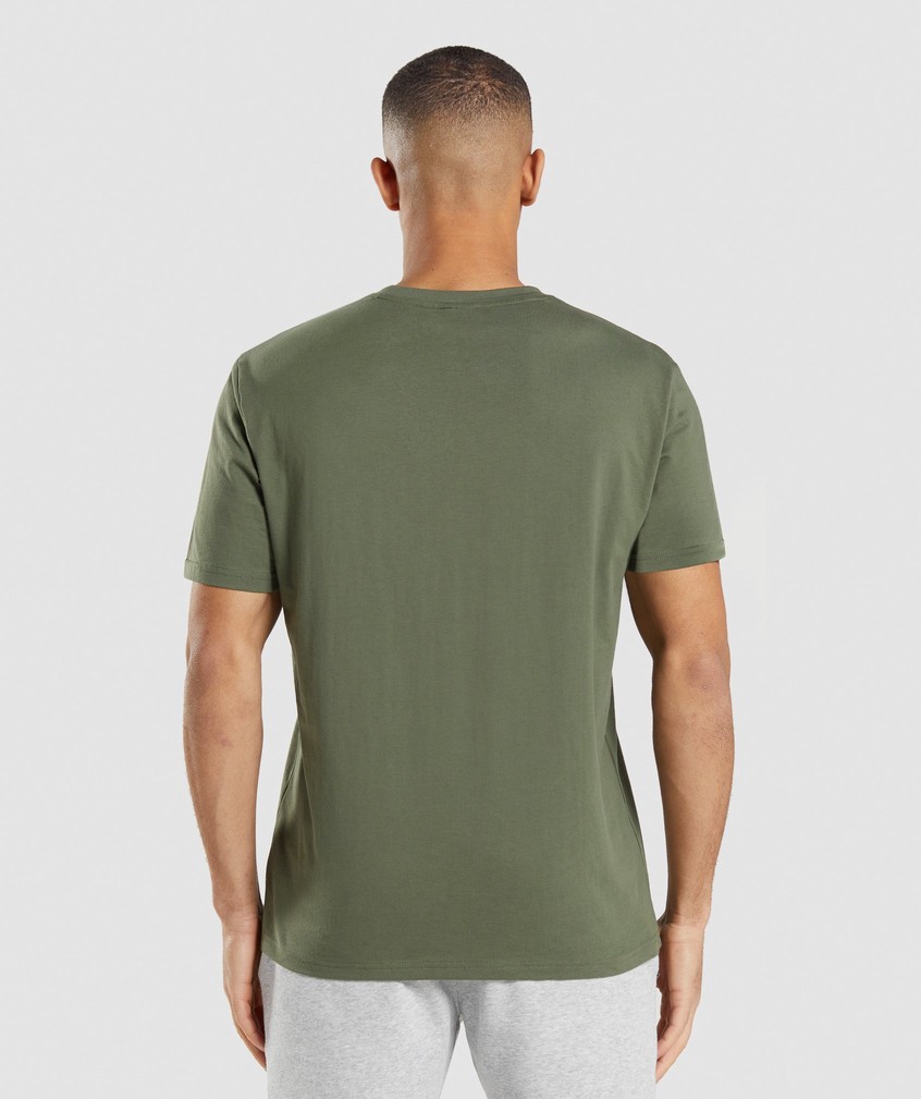 Olive Men's Gymshark Crest T-Shirts | USA-76241