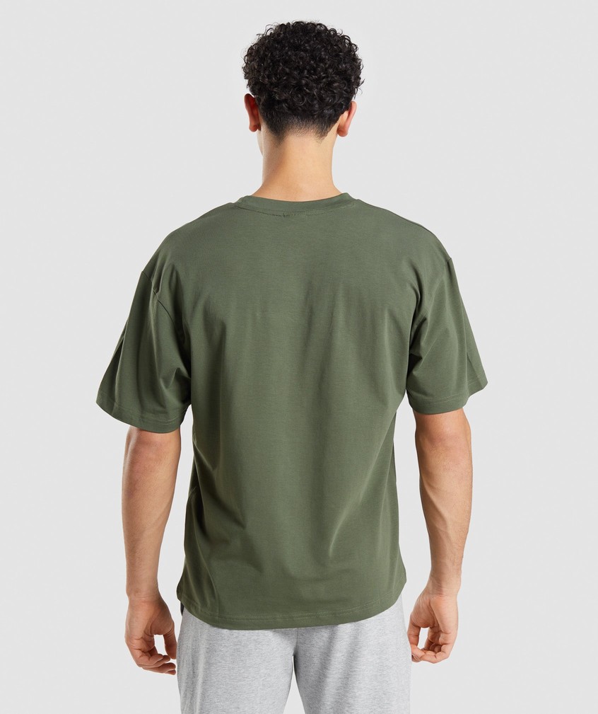 Olive Men's Gymshark Essential Oversized T-Shirts | USA-37961