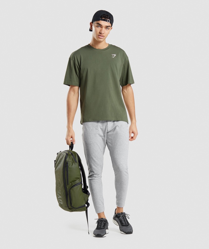 Olive Men's Gymshark Essential Oversized T-Shirts | USA-37961