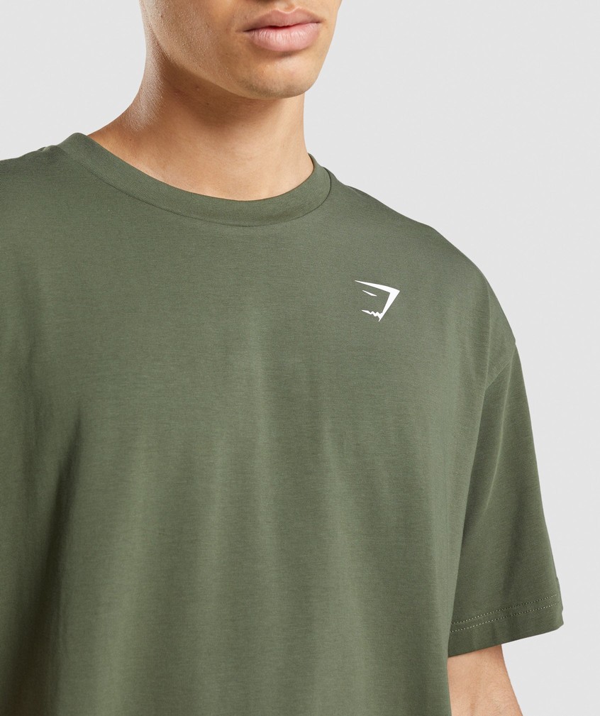 Olive Men's Gymshark Essential Oversized T-Shirts | USA-37961