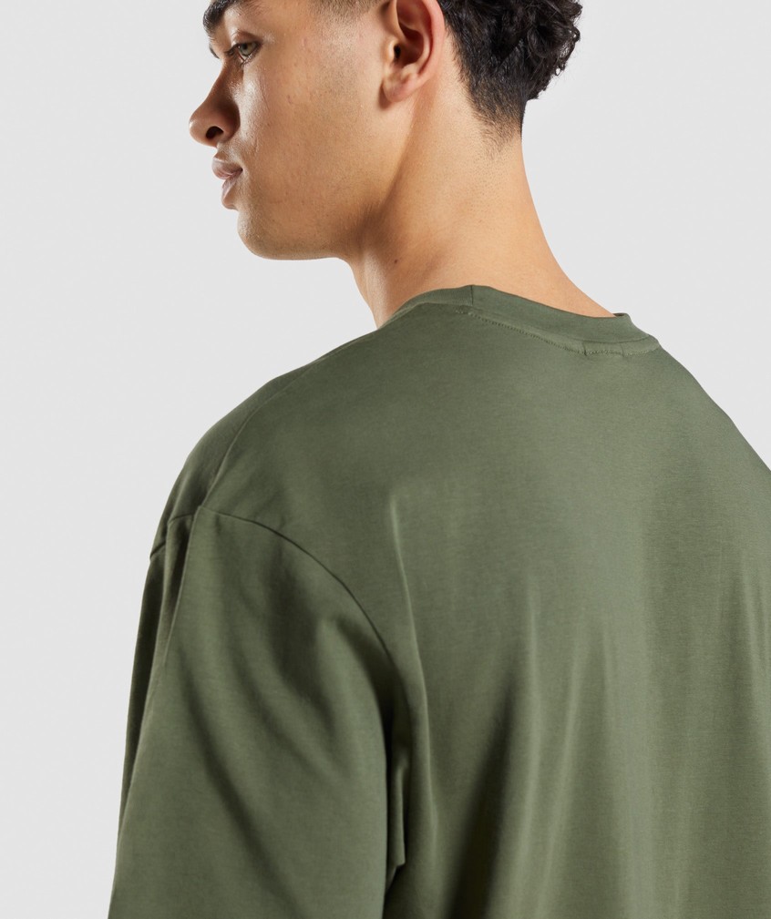 Olive Men's Gymshark Essential Oversized T-Shirts | USA-37961