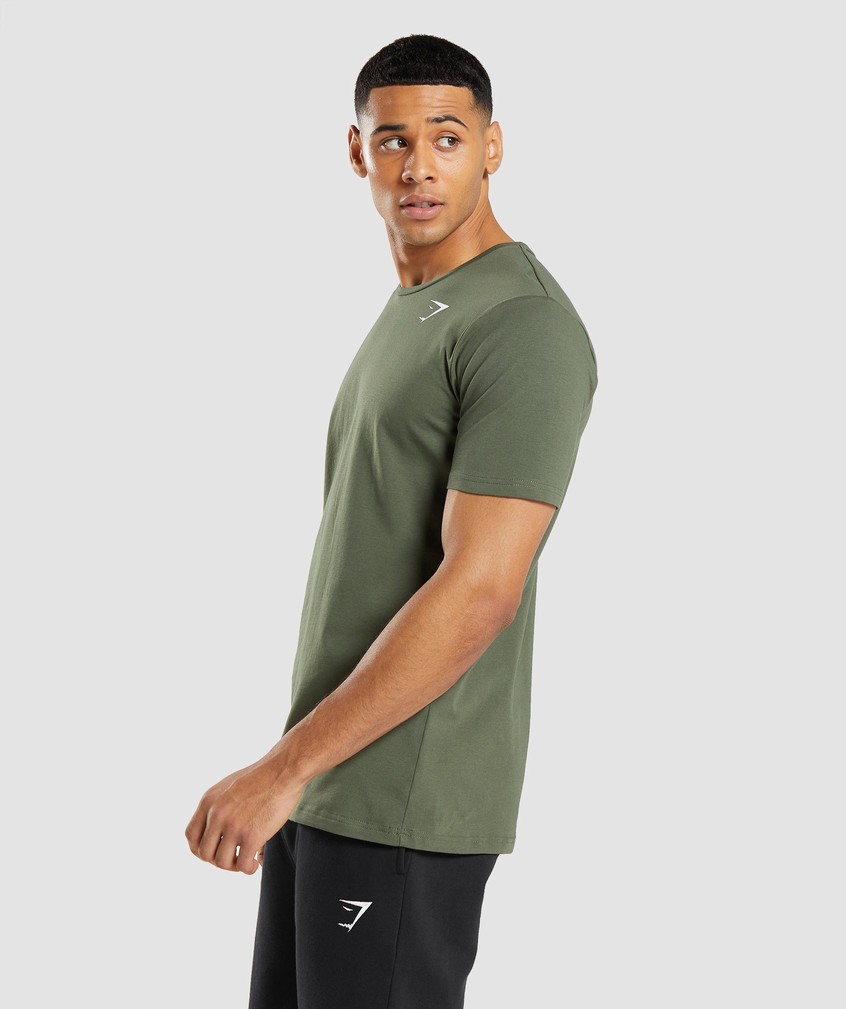 Olive Men's Gymshark Essential T-Shirts | USA-08947