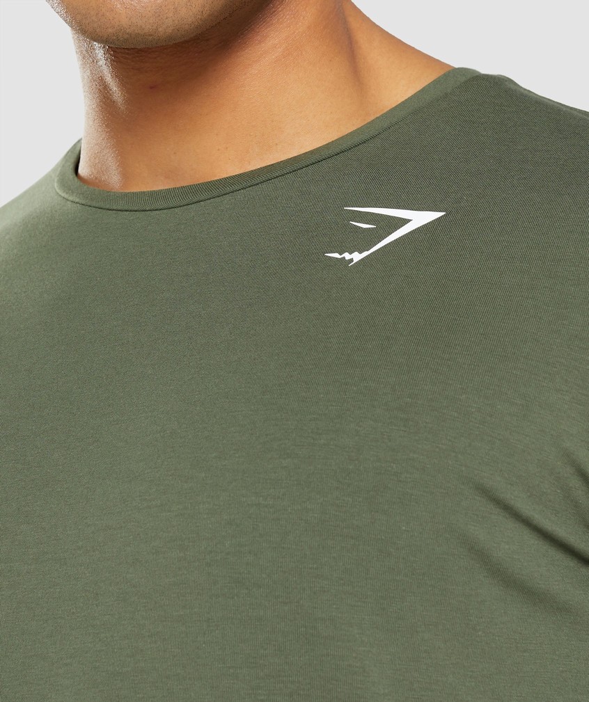 Olive Men's Gymshark Essential T-Shirts | USA-08947