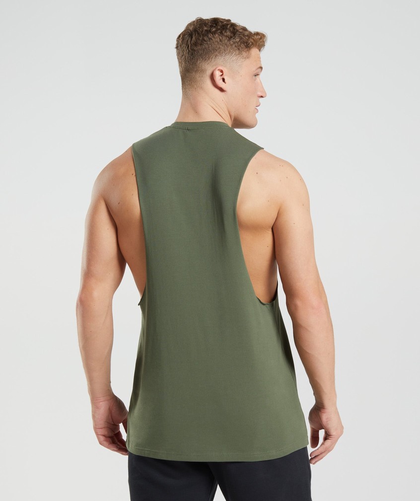 Olive Men's Gymshark Leg Day Drop Arm Tank | USA-54301