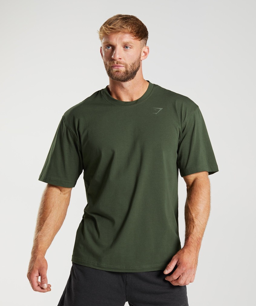 Olive Men's Gymshark Power T-Shirts | USA-97806