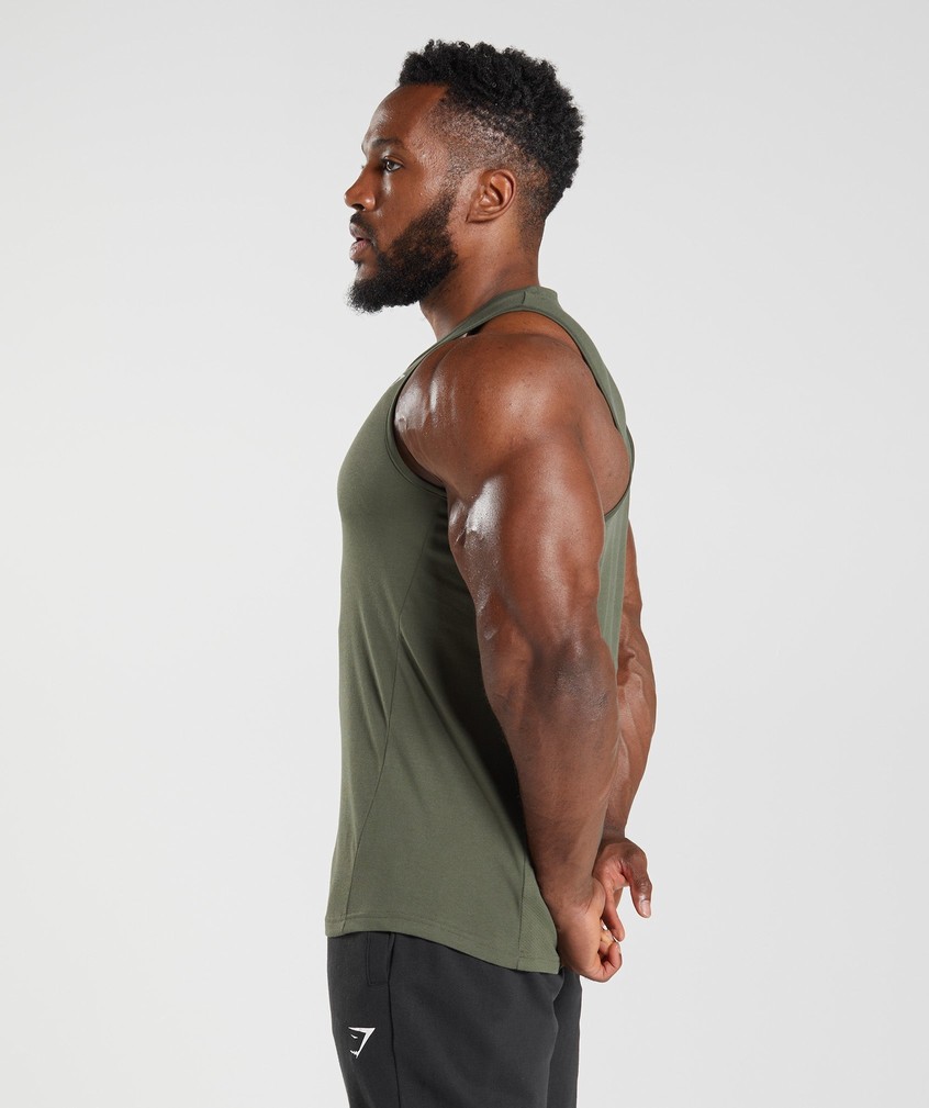 Olive Men's Gymshark React Tank | USA-07245