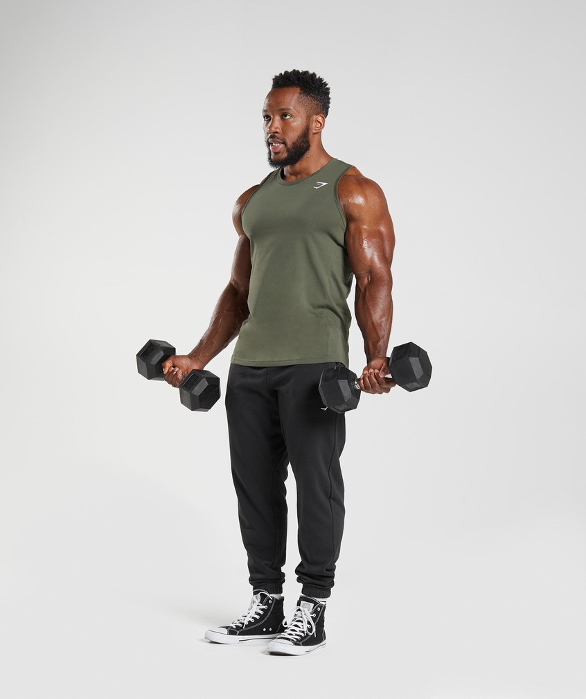 Olive Men's Gymshark React Tank | USA-07245