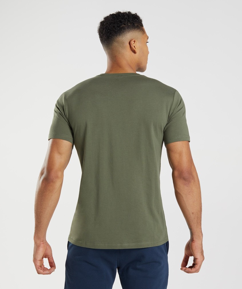 Olive Men's Gymshark Sharkhead Infill T-Shirts | USA-06519