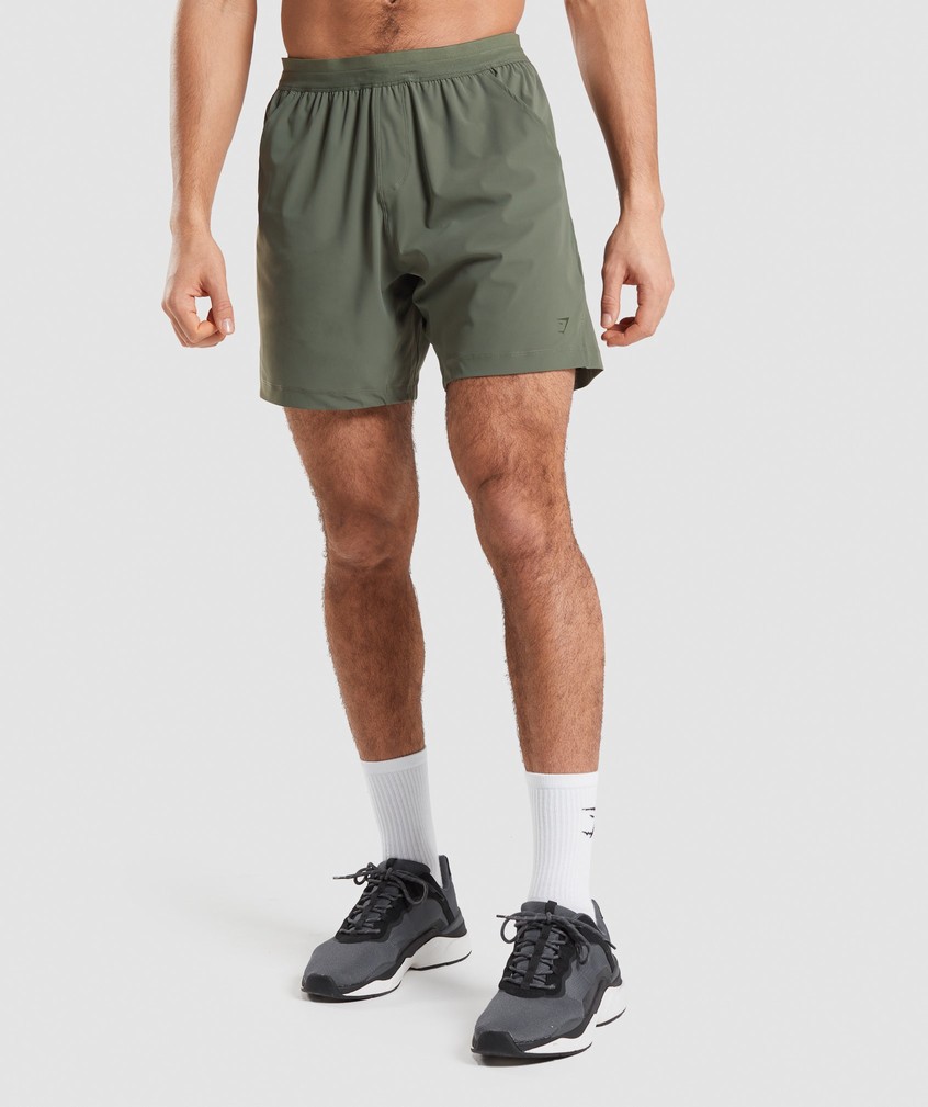 Olive Men\'s Gymshark Studio Shorts | USA-23695