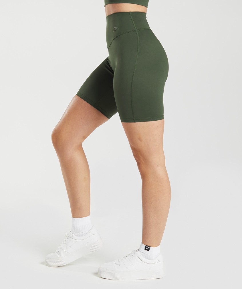 Olive Women's Gymshark Elevate Cycling Shorts | USA-30982