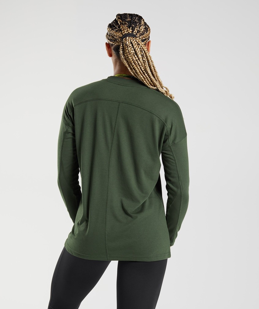 Olive Women's Gymshark GS Power Long Sleeve T-Shirts | USA-96381