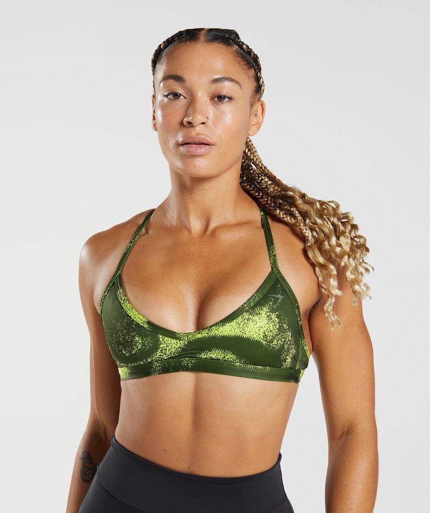 Olive Women\'s Gymshark GS Power Minimal Sports Bra | USA-09865