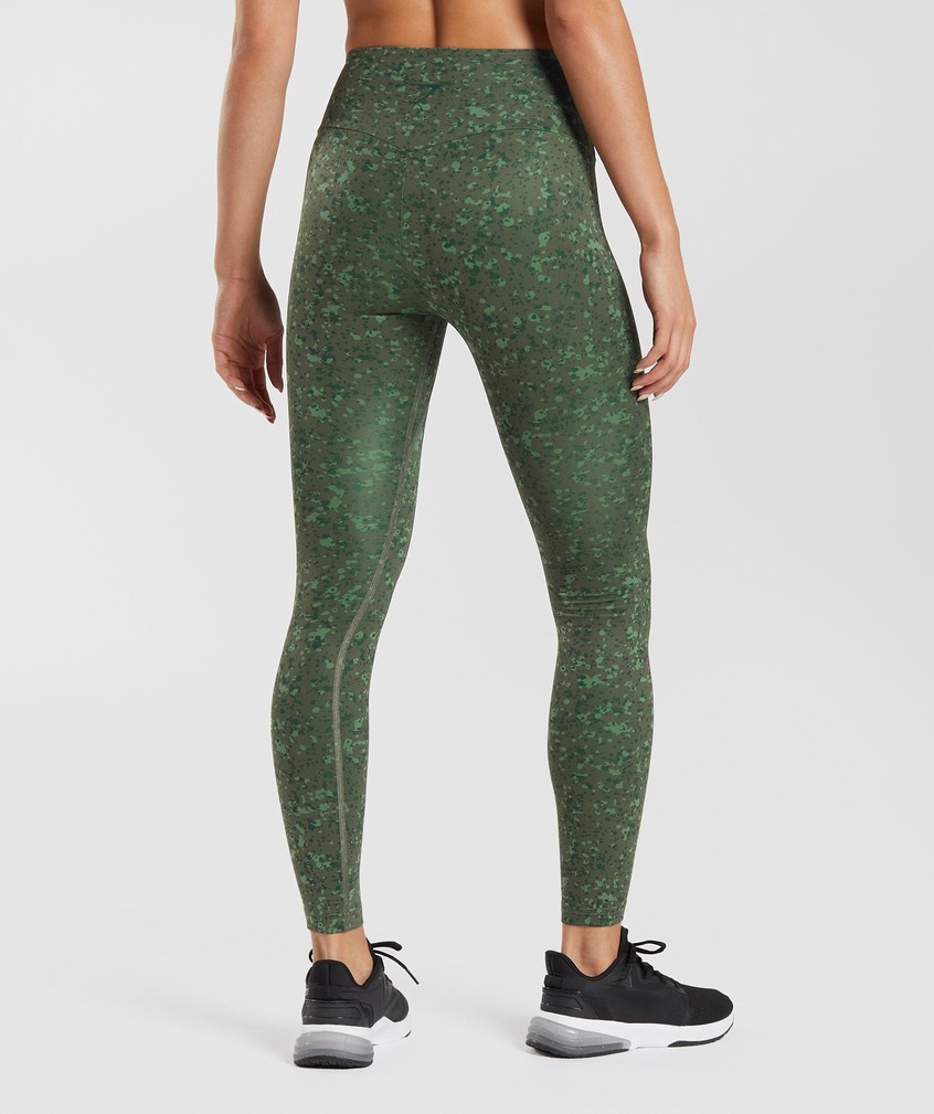 Olive Women's Gymshark Mineral Print Leggings | USA-58790