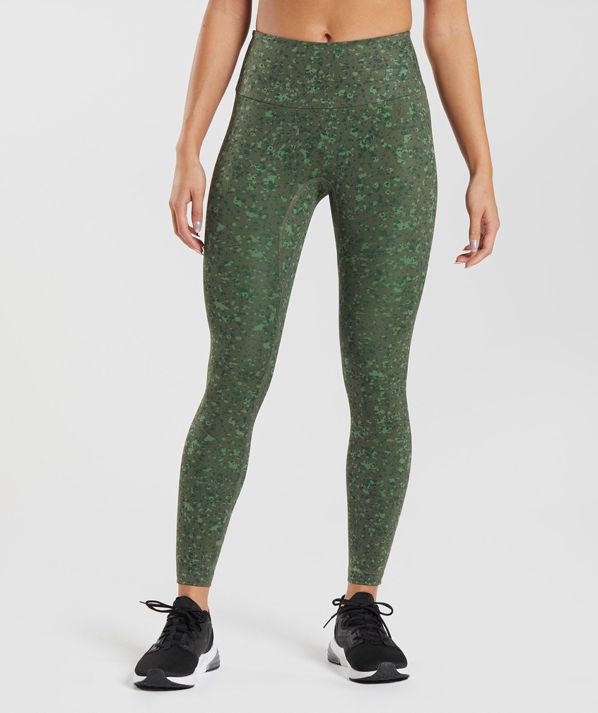 Olive Women\'s Gymshark Mineral Print Leggings | USA-58790