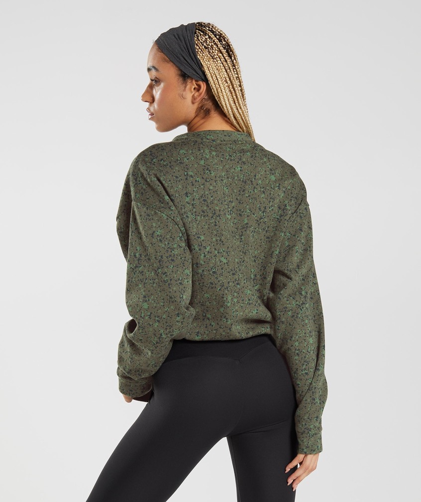 Olive Women's Gymshark Mineral Print Swea Pullover | USA-07243