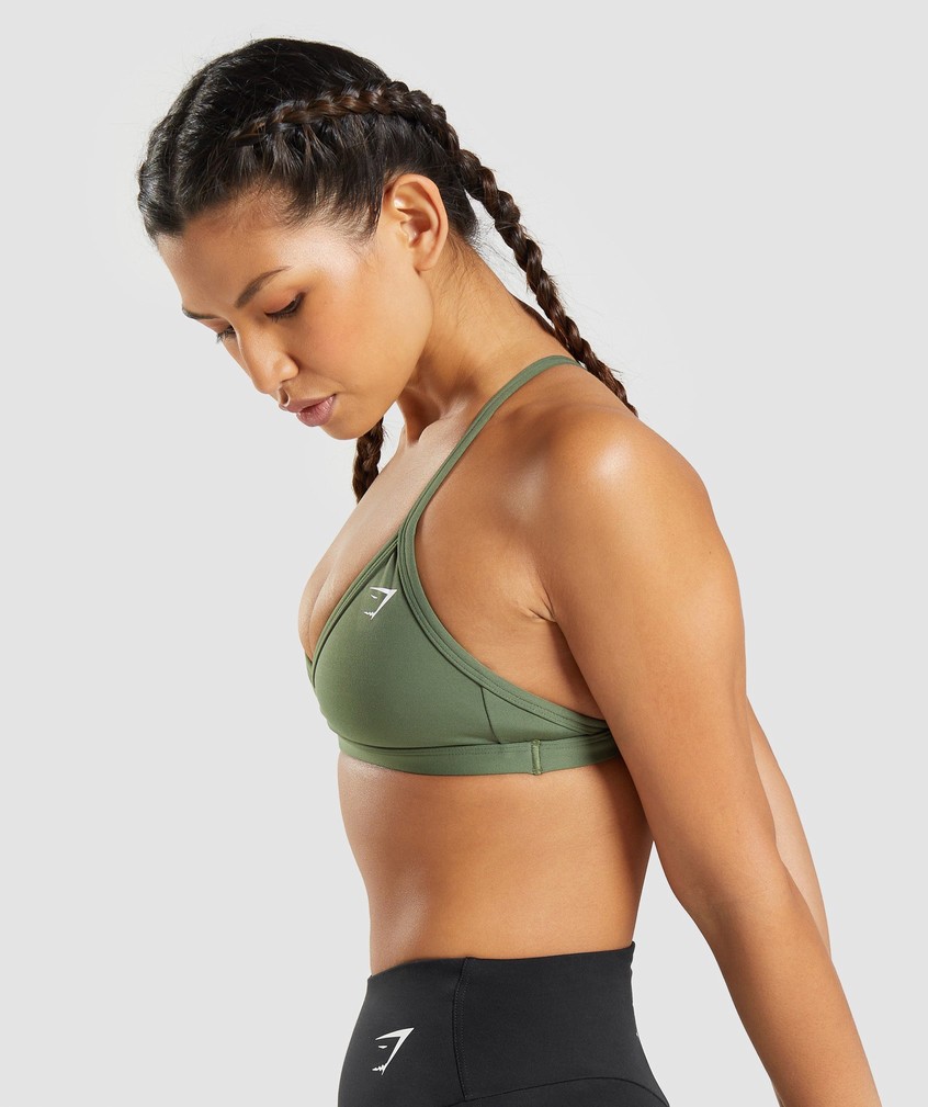 Olive Women's Gymshark Minimal Sports Bra | USA-94063