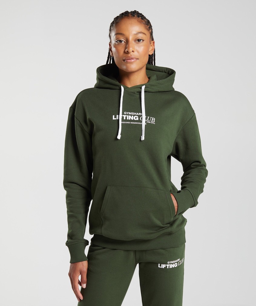 Olive Women\'s Gymshark Social Club Oversized Hoodie | USA-93257