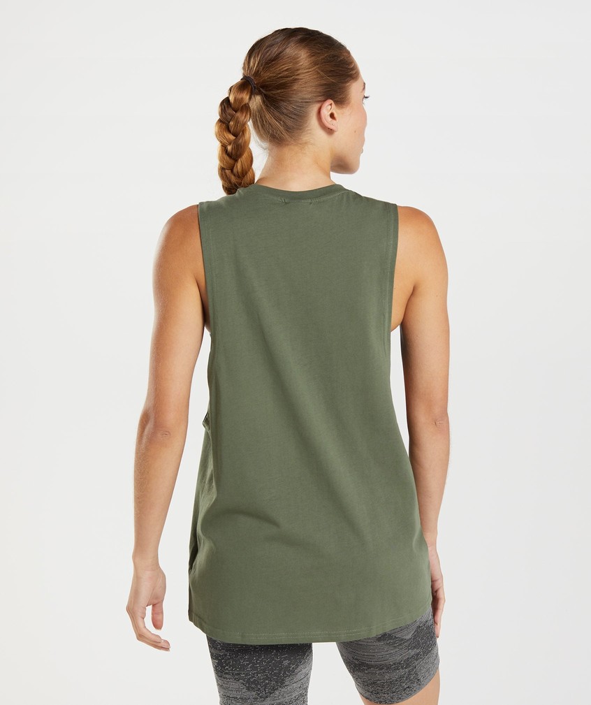 Olive Women's Gymshark Training Drop Arm Tank | USA-82165