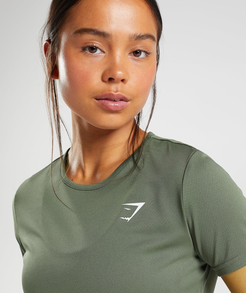 Olive Women's Gymshark Training T-Shirts | USA-81405