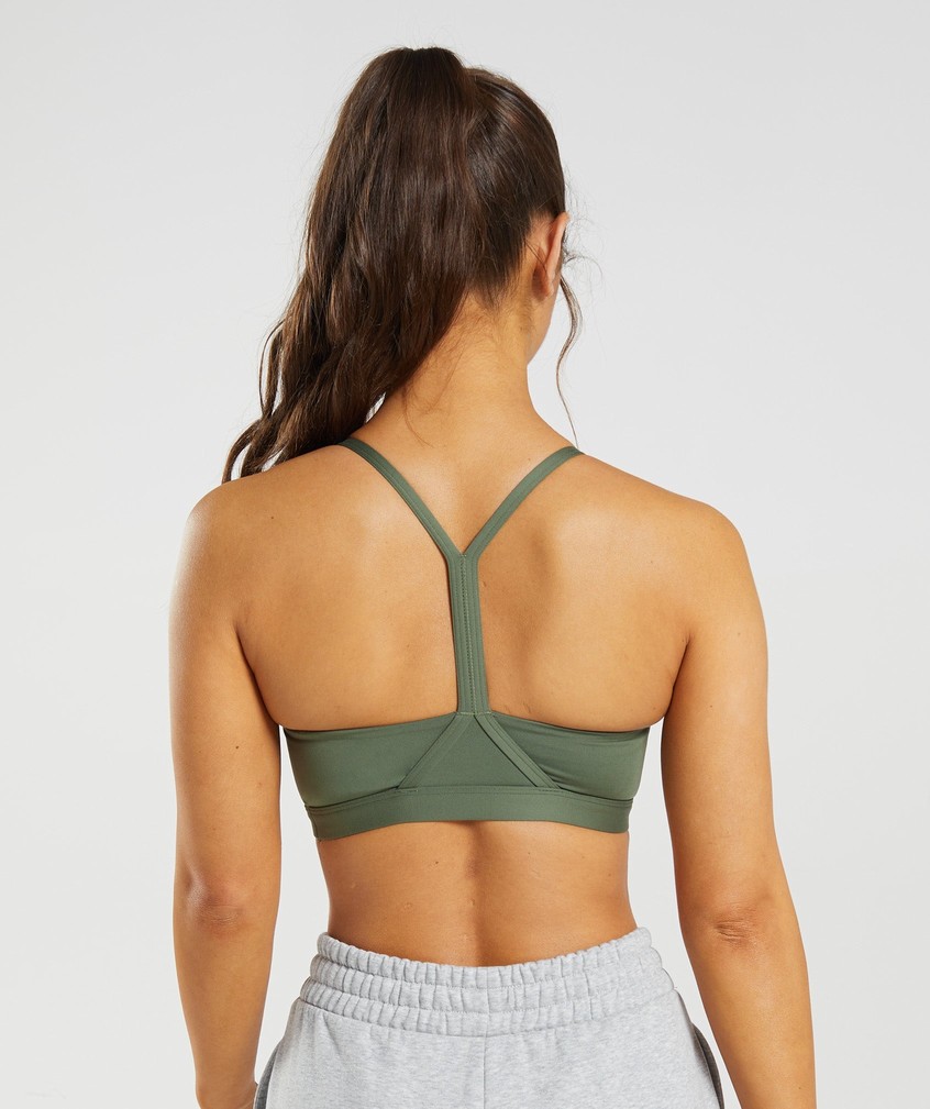 Olive Women's Gymshark V Neck Sports Bra | USA-91453