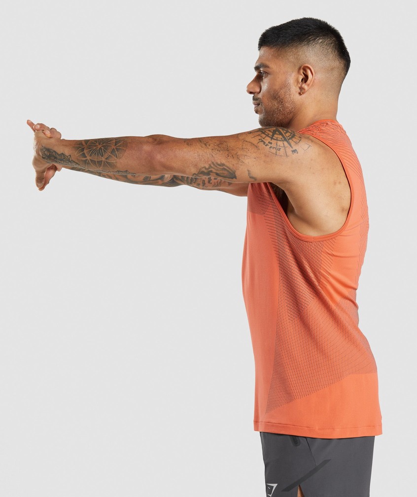 Orange / Black Grey Men's Gymshark Apex Seamless Tank | USA-61978