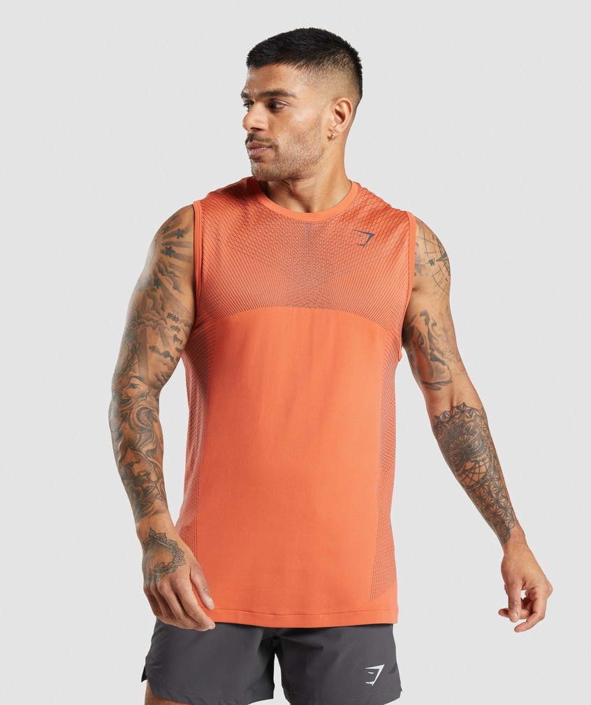 Orange / Black Grey Men\'s Gymshark Apex Seamless Tank | USA-61978