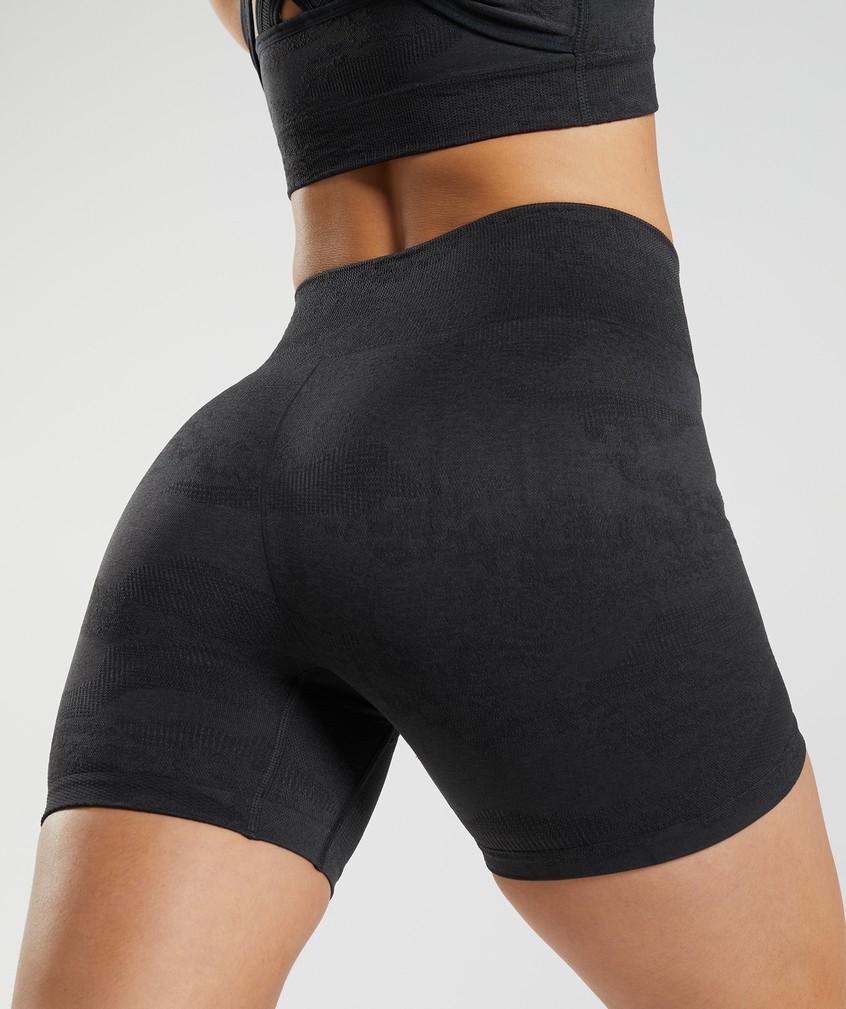 Orange / Black Grey Women's Gymshark Adapt Camo Seamless Shorts | USA-64053