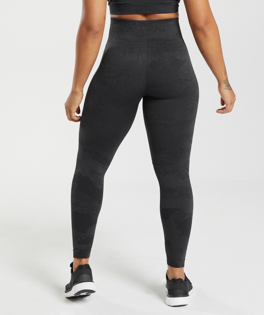 Orange / Black Grey Women's Gymshark Adapt Camo Seamless Leggings | USA-84697