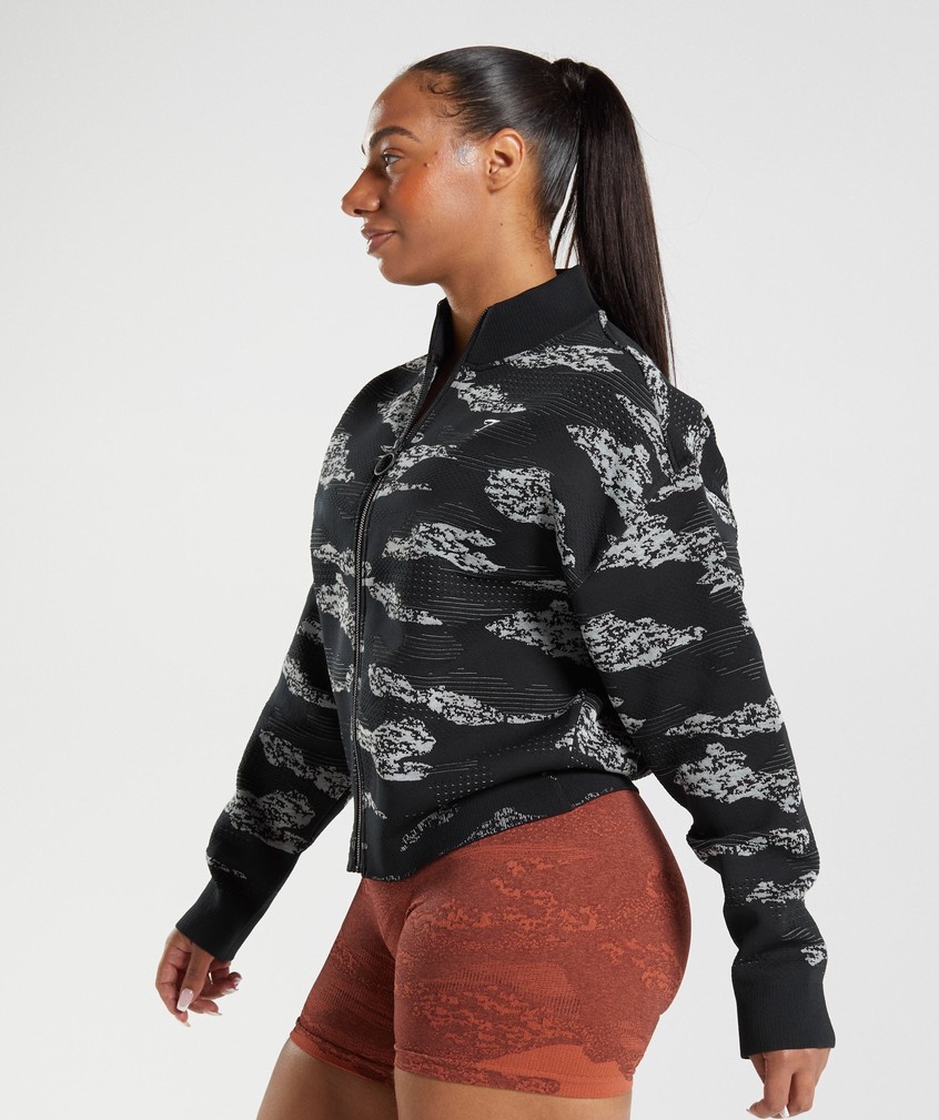 Orange / Black / Light Grey Women's Gymshark Adapt Camo Seamless Track Jackets | USA-56917