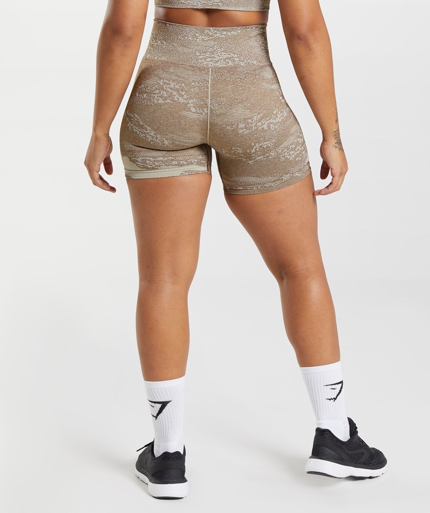 Orange / Grey / Brown Women's Gymshark Adapt Camo Seamless Shorts | USA-17092