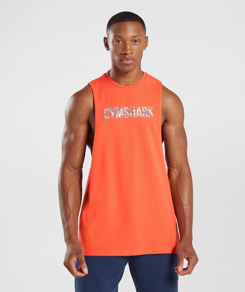 Orange Men\'s Gymshark Apollo Infill Drop Arm Tank | USA-28417