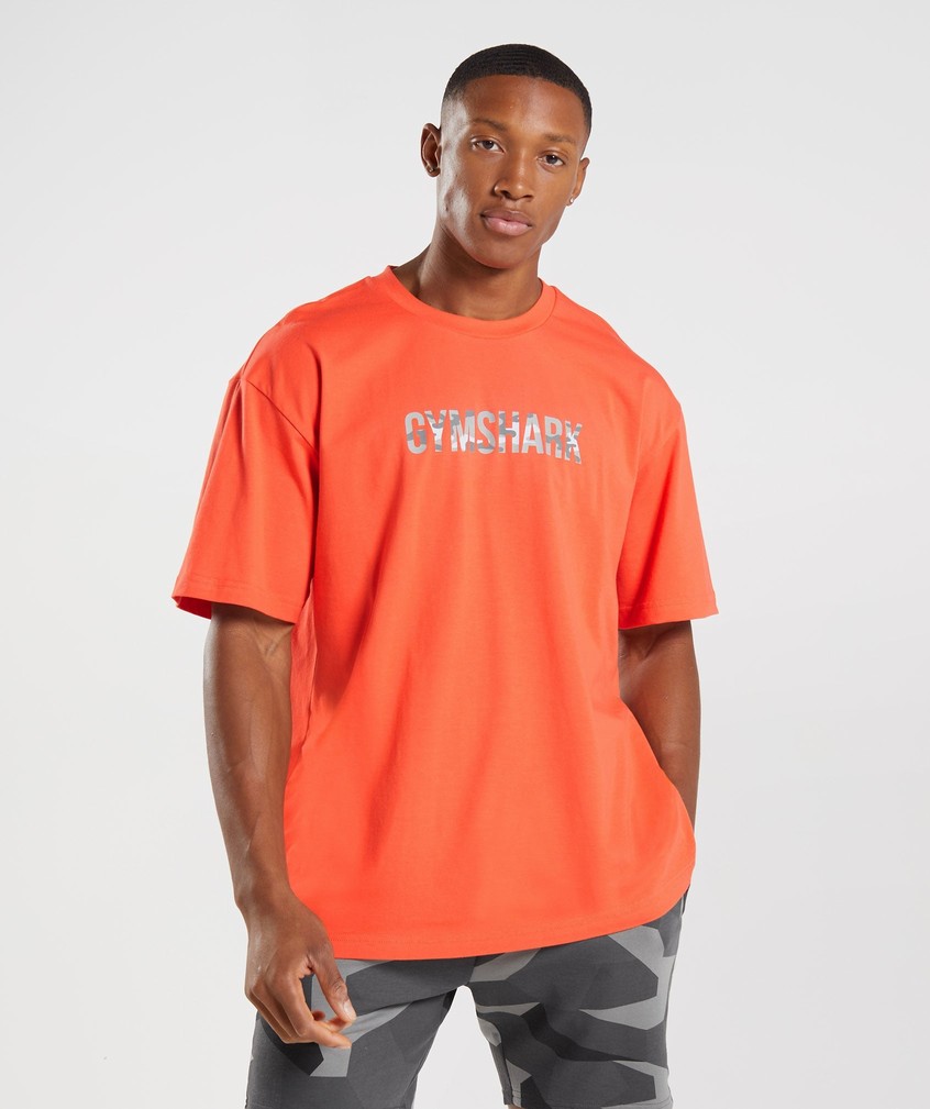 Orange Men\'s Gymshark Apollo Infill Oversized T-Shirts | USA-56841