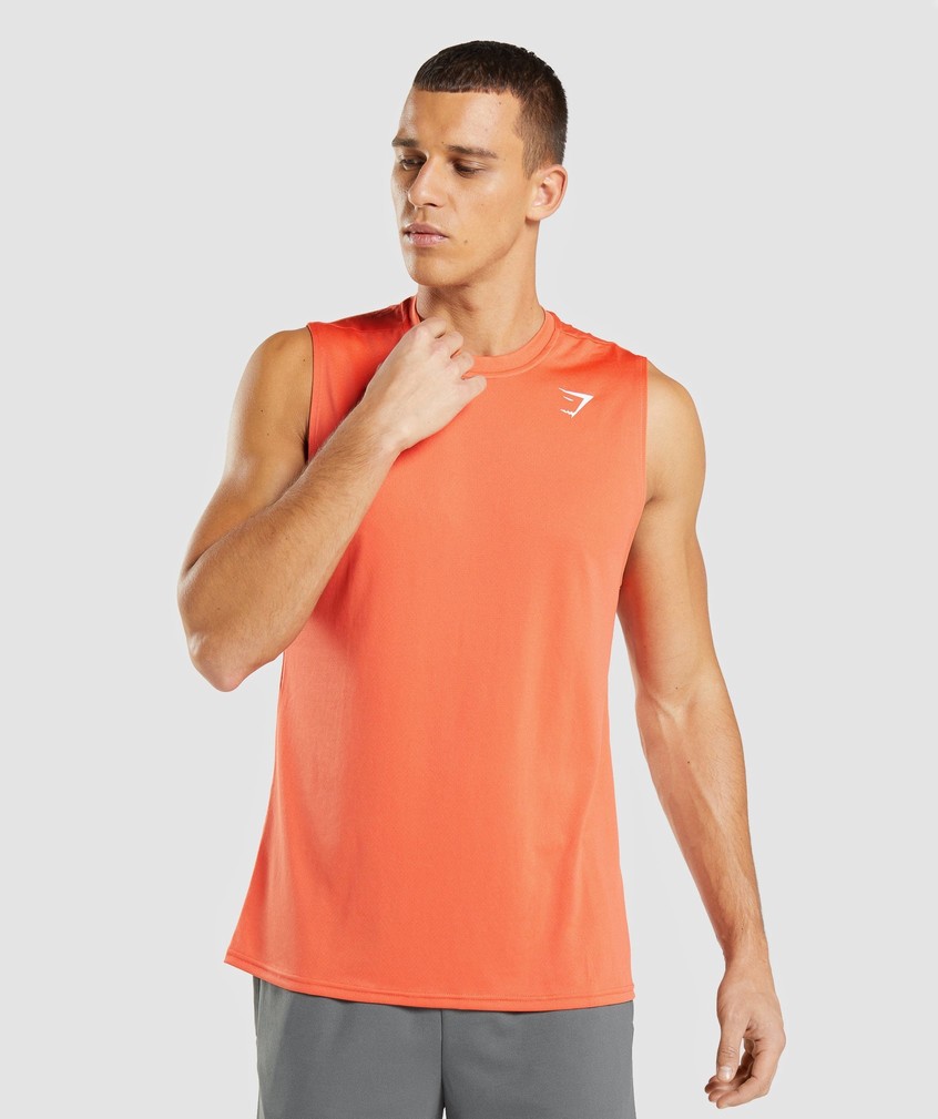 Orange Men\'s Gymshark Arrival Sleeveless Tank | USA-90152