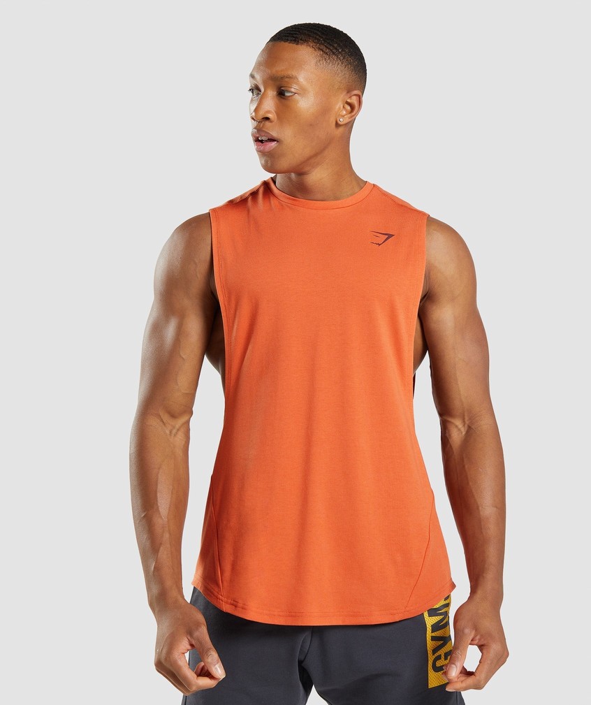 Orange Men's Gymshark Bold Drop Arm Tank | USA-09356