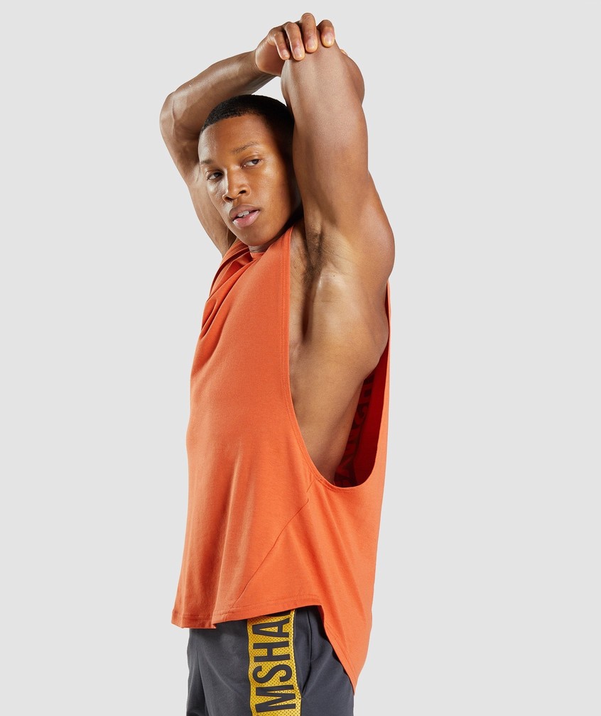 Orange Men's Gymshark Bold Drop Arm Tank | USA-09356