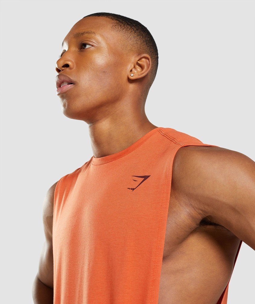 Orange Men's Gymshark Bold Drop Arm Tank | USA-09356