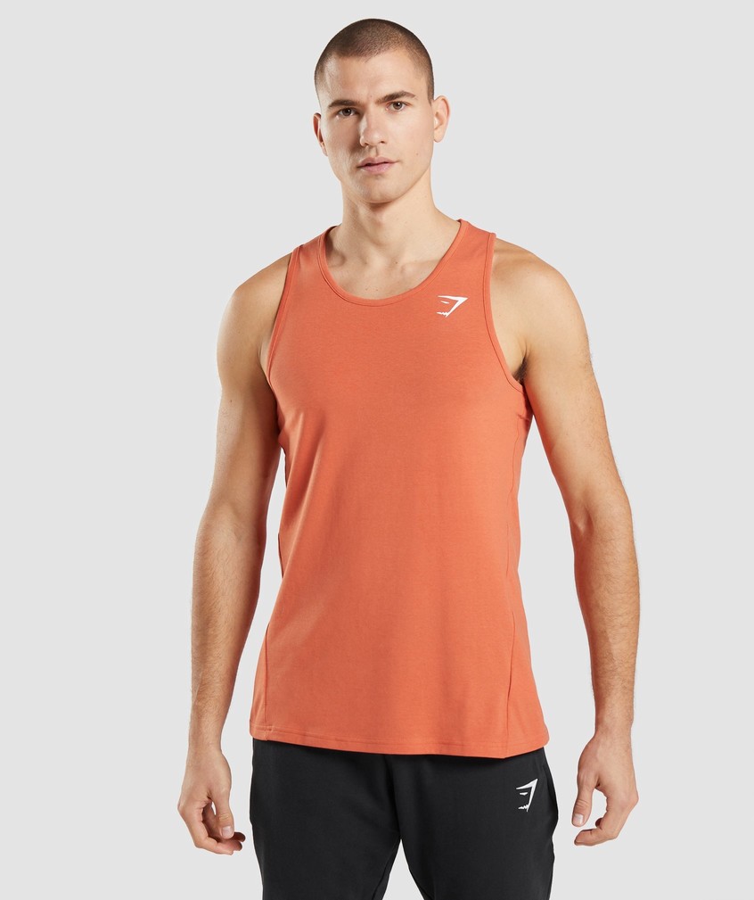 Orange Men\'s Gymshark Critical Tank | USA-07346