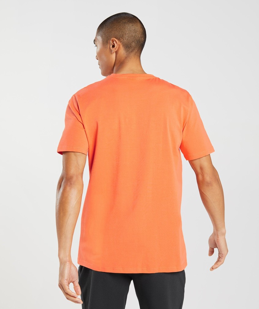 Orange Men's Gymshark Outline T-Shirts | USA-71523