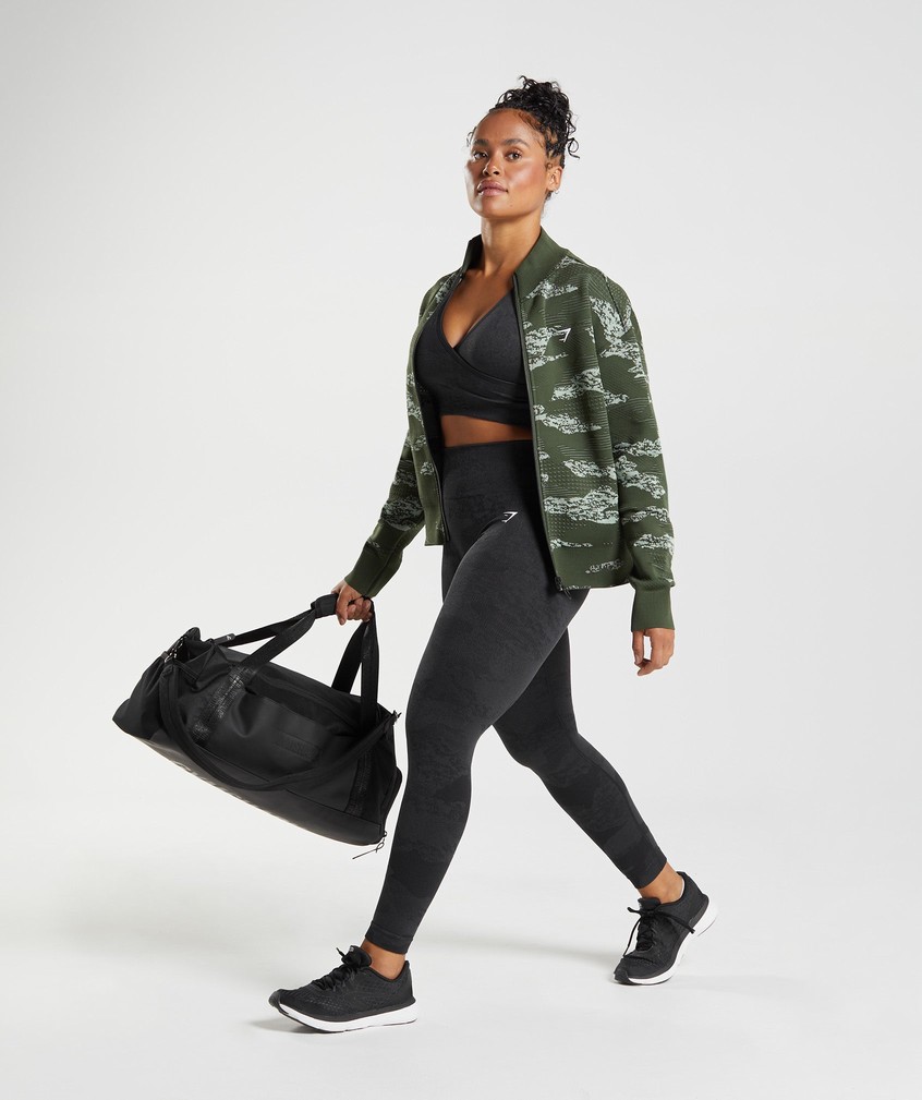 Orange / Olive / Green Women's Gymshark Adapt Camo Seamless Track Jackets | USA-40731