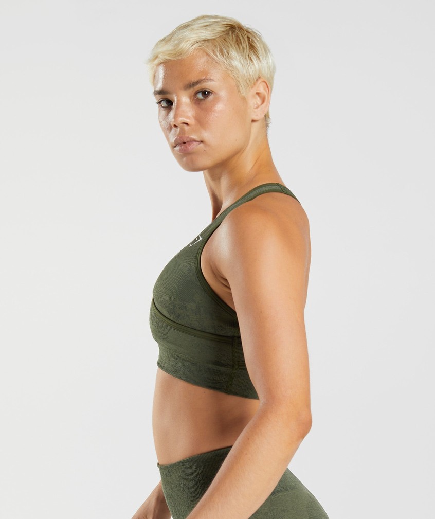 Orange / Olive Women's Gymshark Adapt Camo Seamless Sports Bra | USA-32764