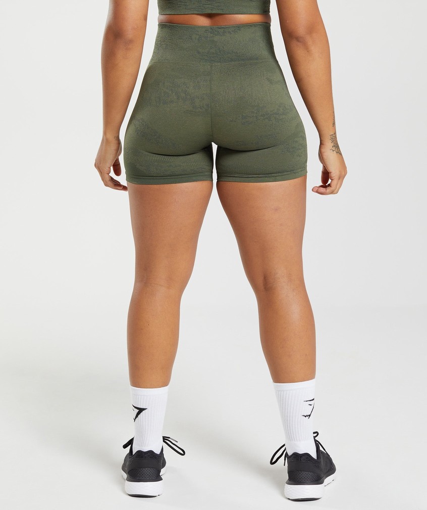 Orange / Olive Women's Gymshark Adapt Camo Seamless Shorts | USA-59421