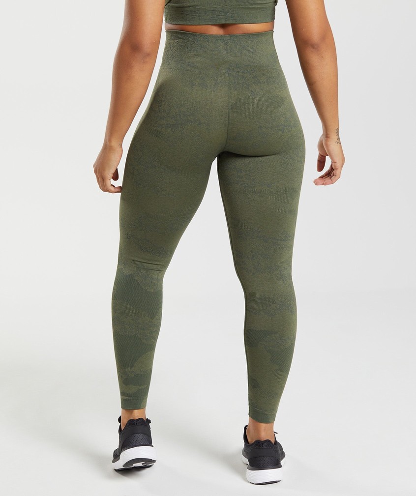 Orange / Olive Women's Gymshark Adapt Camo Seamless Leggings | USA-73695