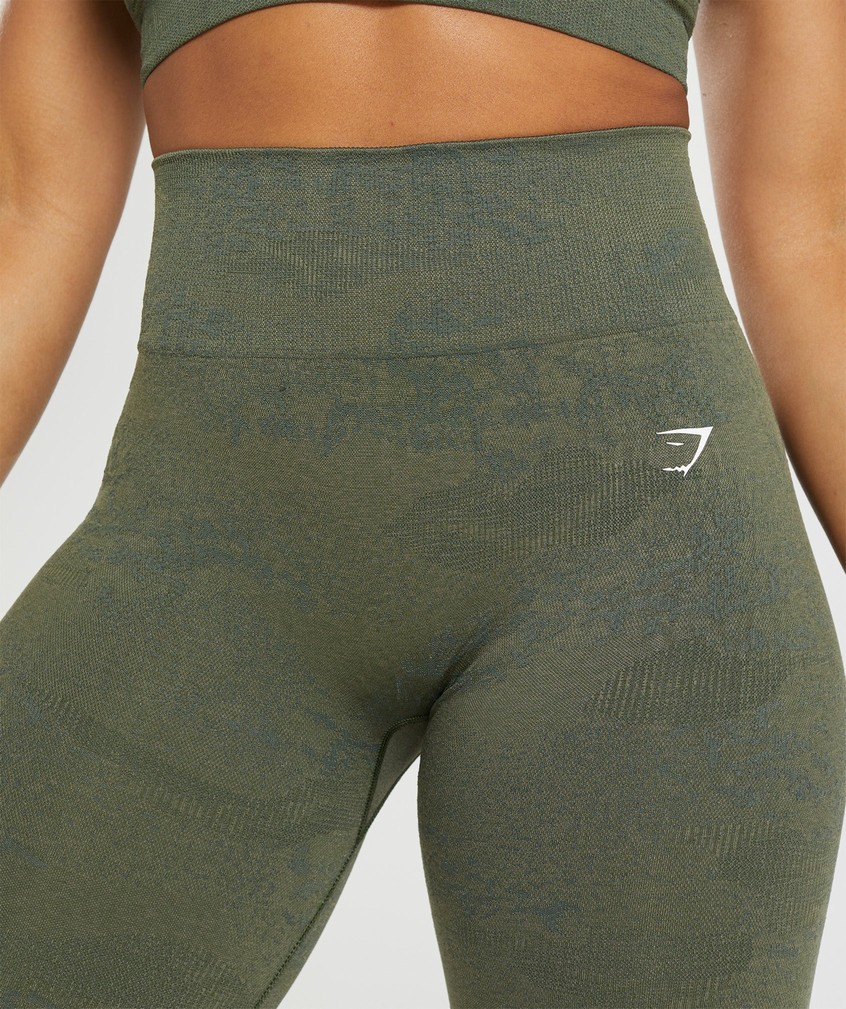 Orange / Olive Women's Gymshark Adapt Camo Seamless Leggings | USA-73695