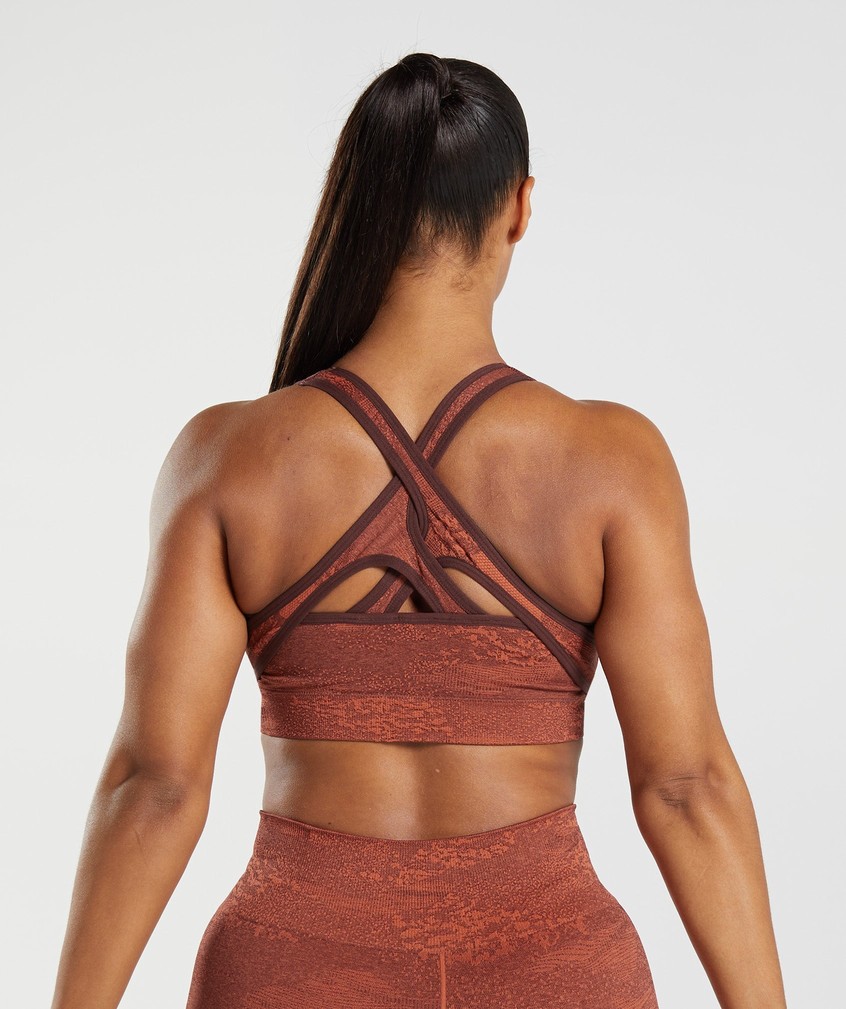 Orange / Red / Pink Brown Women's Gymshark Adapt Camo Seamless Sports Bra | USA-23917