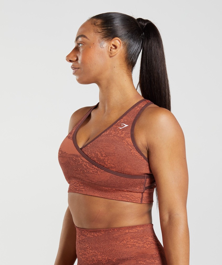 Orange / Red / Pink Brown Women's Gymshark Adapt Camo Seamless Sports Bra | USA-23917