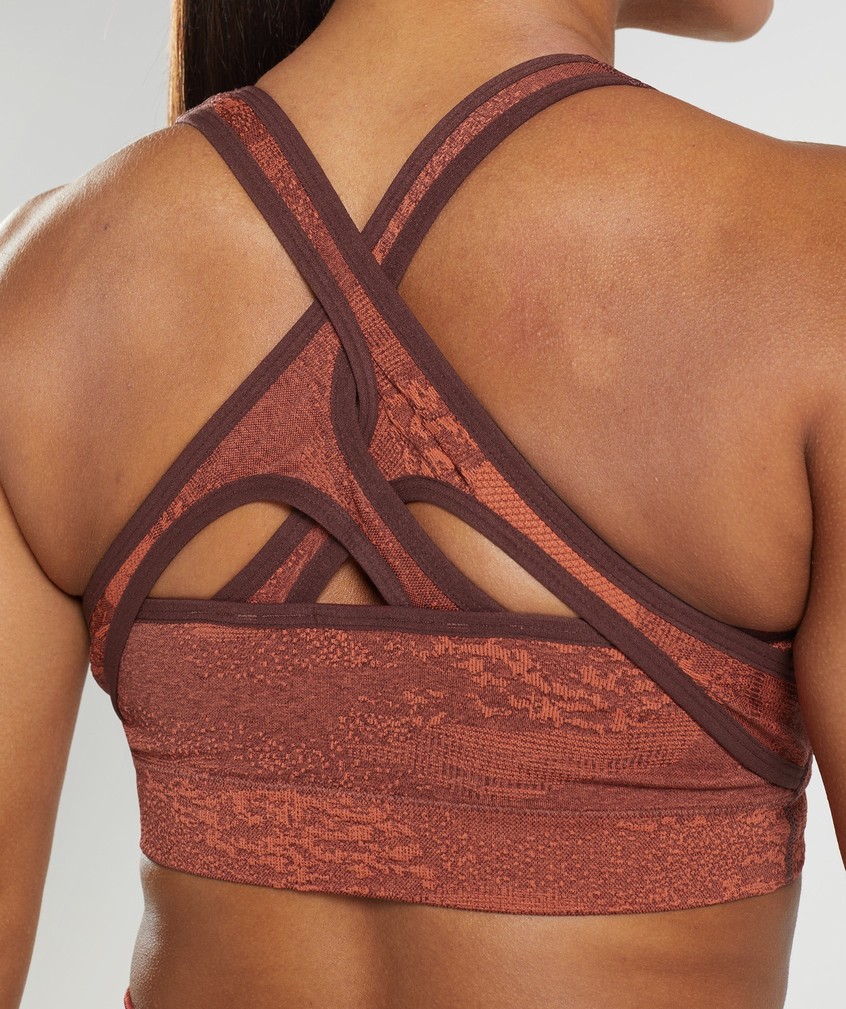 Orange / Red / Pink Brown Women's Gymshark Adapt Camo Seamless Sports Bra | USA-23917