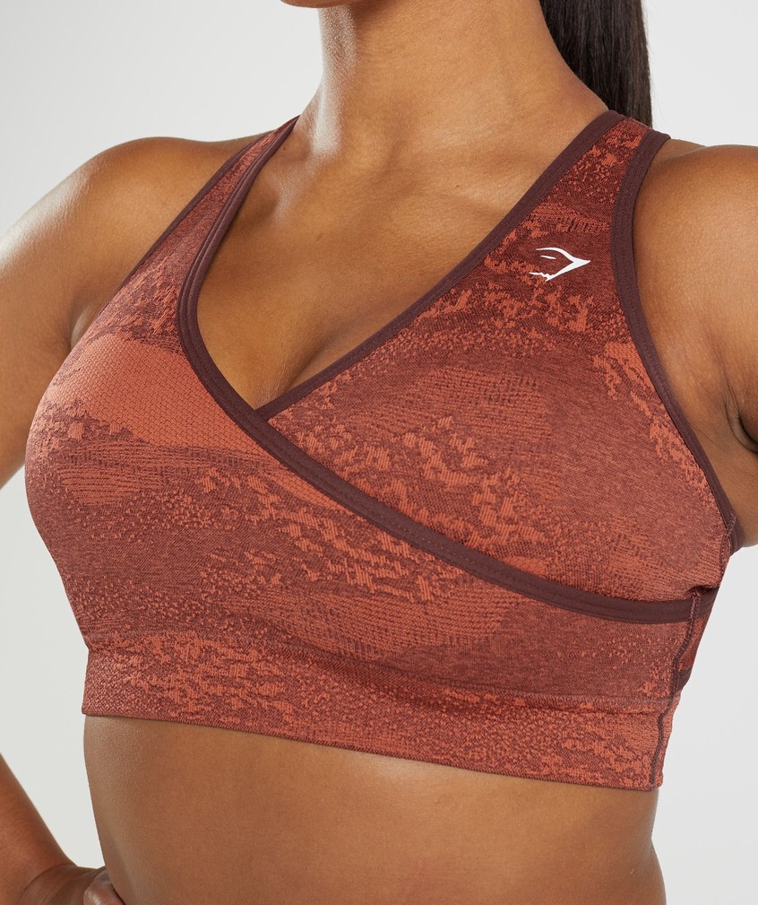 Orange / Red / Pink Brown Women's Gymshark Adapt Camo Seamless Sports Bra | USA-23917