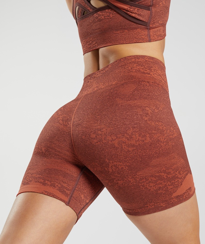 Orange / Red / Pink Brown Women's Gymshark Adapt Camo Seamless Shorts | USA-42765